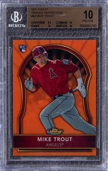 2011 Topps Finest (Orange Refractor) #94 Mike Trout Rookie Card (#40/99) - BGS PRISTINE 10 "1 of 3!"